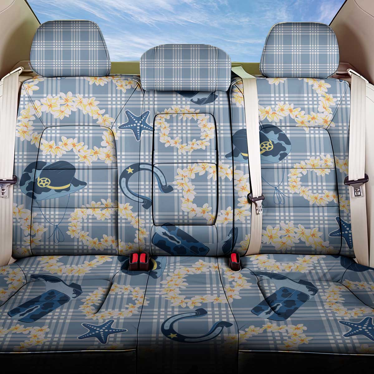 Aloha Hawaii Paniolo Jeans Palaka Back Car Seat Cover Coastal Rodeo - Polynesian Pride