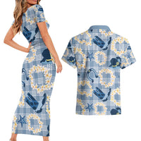 Aloha Hawaii Paniolo Jeans Palaka Couples Matching Short Sleeve Bodycon Dress and Hawaiian Shirt Coastal Rodeo - Polynesian Pride