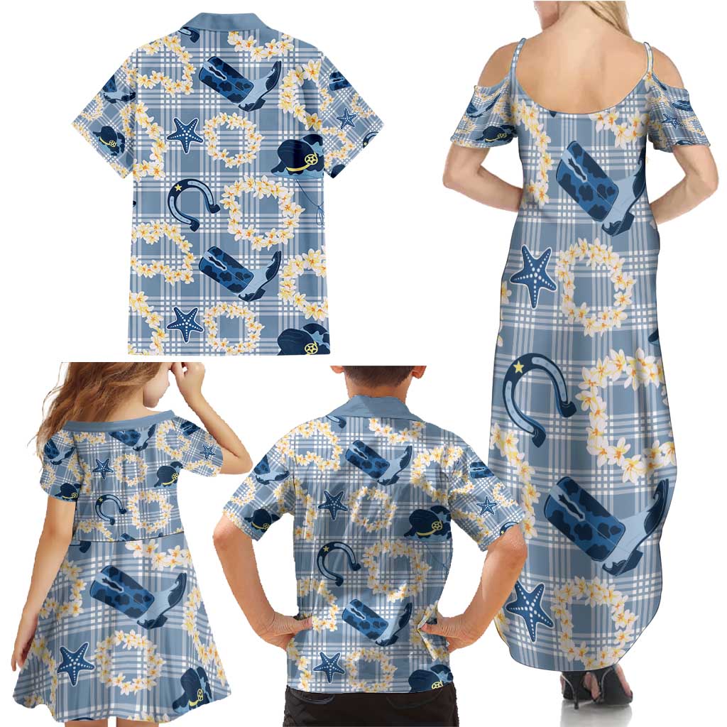Aloha Hawaii Paniolo Jeans Palaka Family Matching Summer Maxi Dress and Hawaiian Shirt Coastal Rodeo - Polynesian Pride