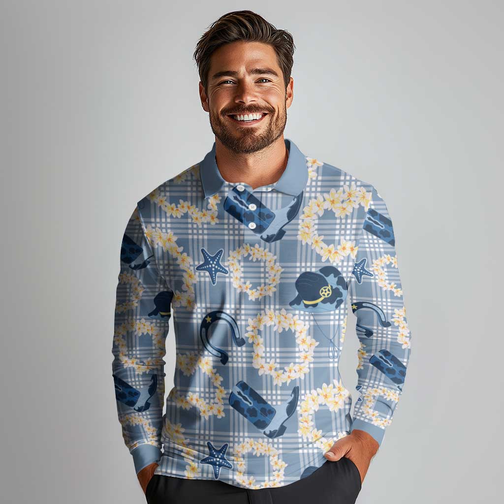 Aloha Hawaii Paniolo Jeans Palaka Long Sleeve Polo Shirt Coastal Rodeo - Polynesian Pride
