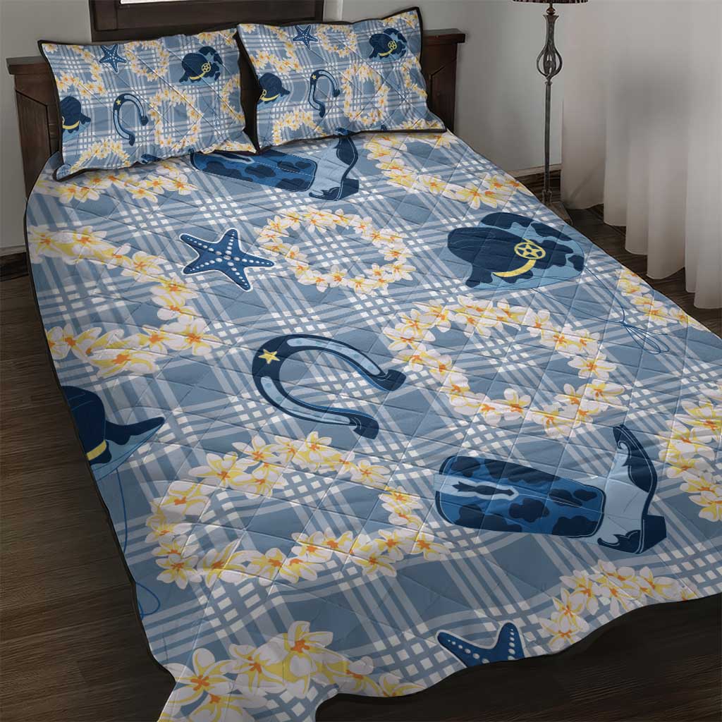 Aloha Hawaii Paniolo Jeans Palaka Quilt Bed Set Coastal Rodeo - Polynesian Pride