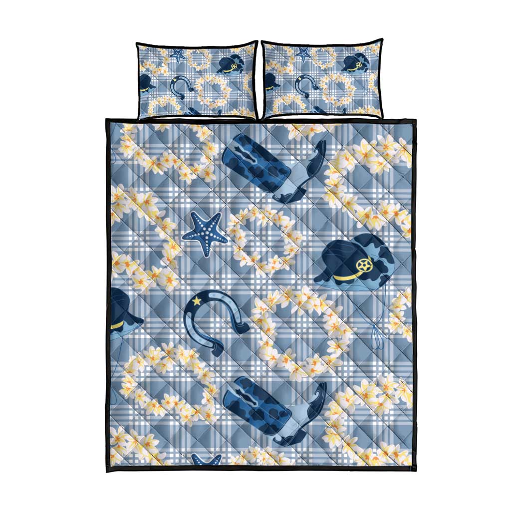 Aloha Hawaii Paniolo Jeans Palaka Quilt Bed Set Coastal Rodeo - Polynesian Pride
