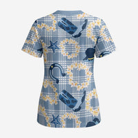 Aloha Hawaii Paniolo Jeans Palaka Scrub Top Coastal Rodeo - Polynesian Pride