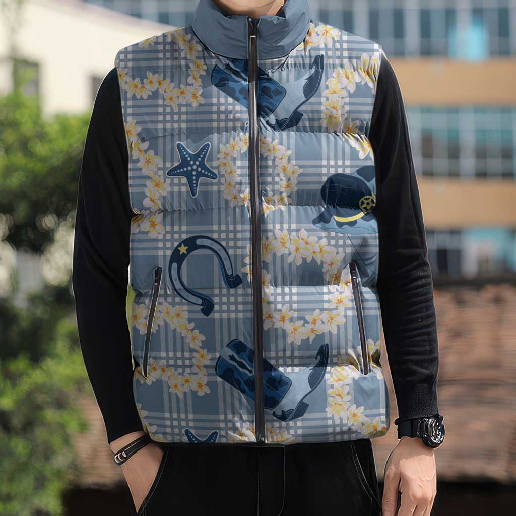 Aloha Hawaii Paniolo Jeans Palaka Sleeveless Puffer Jacket Coastal Rodeo - Polynesian Pride