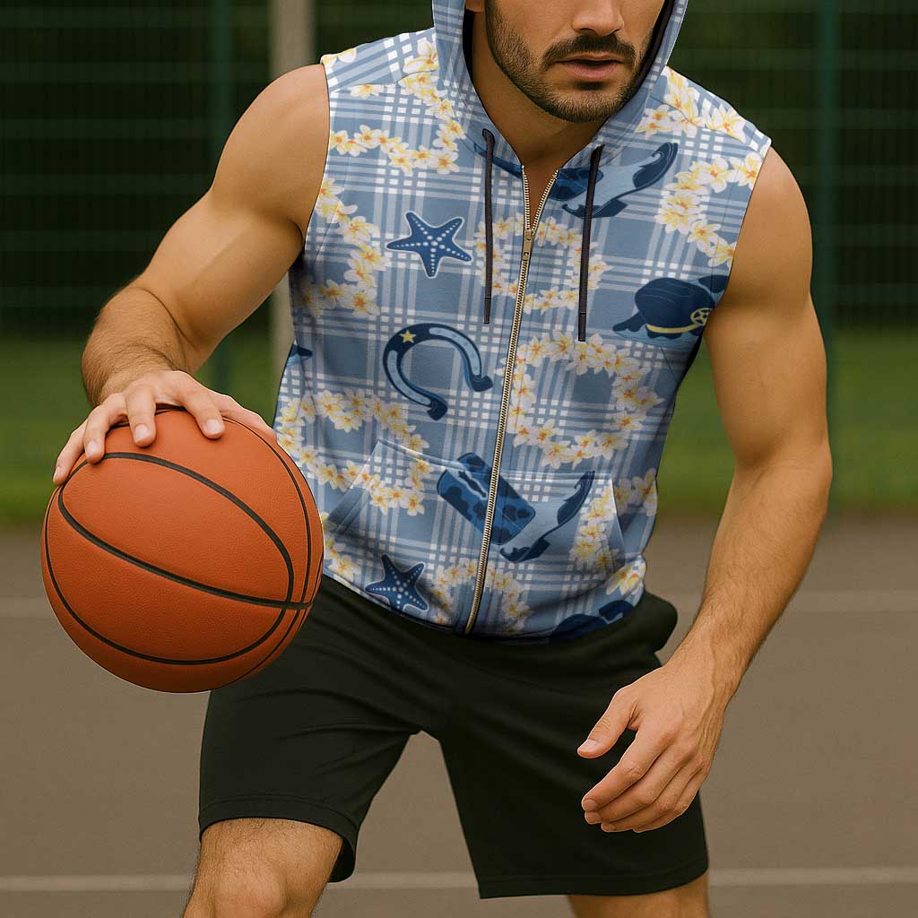 Aloha Hawaii Paniolo Jeans Palaka Sleeveless Zip Hoodie Coastal Rodeo - Polynesian Pride