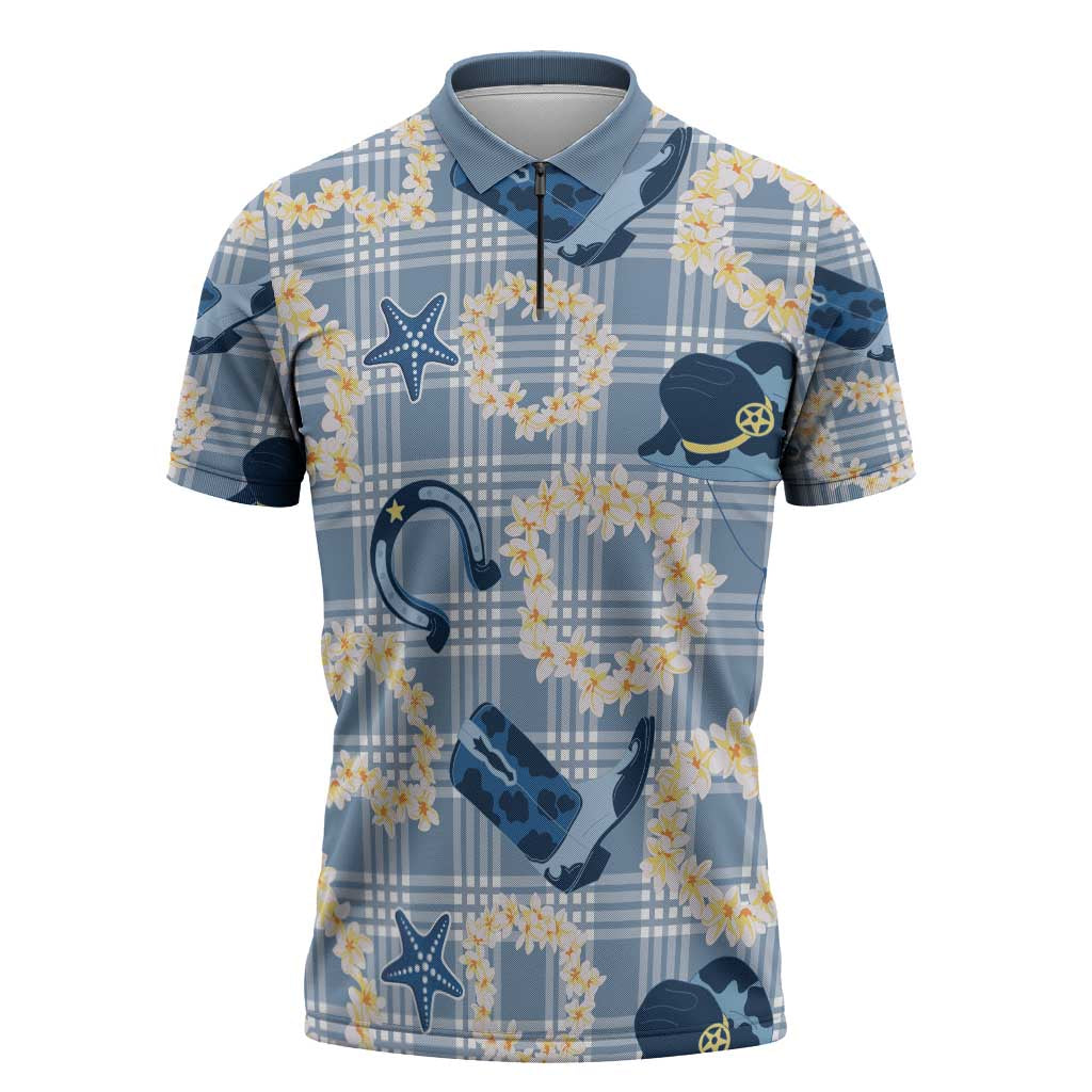 Aloha Hawaii Paniolo Jeans Palaka Zipper Polo Shirt Coastal Rodeo - Polynesian Pride