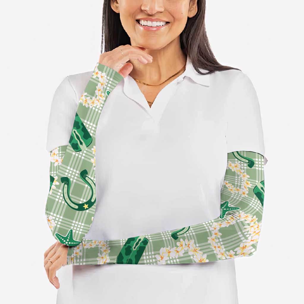 Aloha Hawaii Paniolo Mint Palaka Arm Sleeves Coastal Rodeo - Polynesian Pride