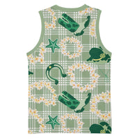 Aloha Hawaii Paniolo Mint Palaka Basketball Jersey Coastal Rodeo - Polynesian Pride