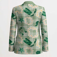 Aloha Hawaii Paniolo Mint Palaka Blazer Coastal Rodeo - Polynesian Pride