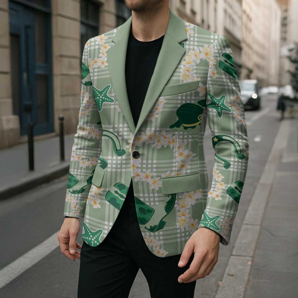 Aloha Hawaii Paniolo Mint Palaka Blazer Coastal Rodeo - Polynesian Pride