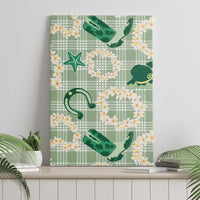 Aloha Hawaii Paniolo Mint Palaka Canvas Wall Art Coastal Rodeo - Polynesian Pride