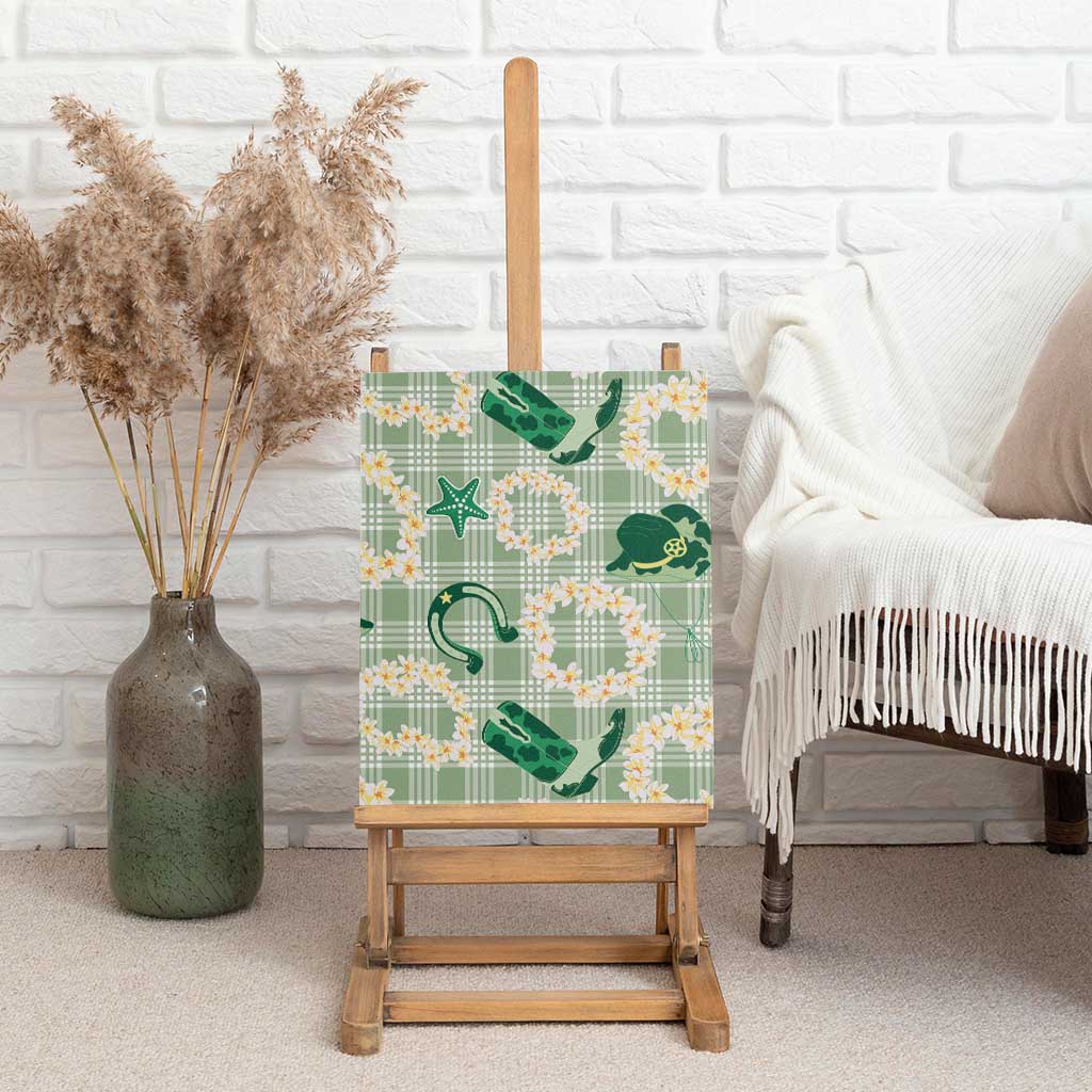 Aloha Hawaii Paniolo Mint Palaka Canvas Wall Art Coastal Rodeo - Polynesian Pride