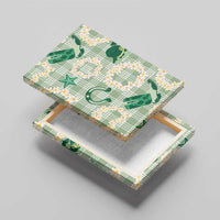 Aloha Hawaii Paniolo Mint Palaka Canvas Wall Art Coastal Rodeo - Polynesian Pride