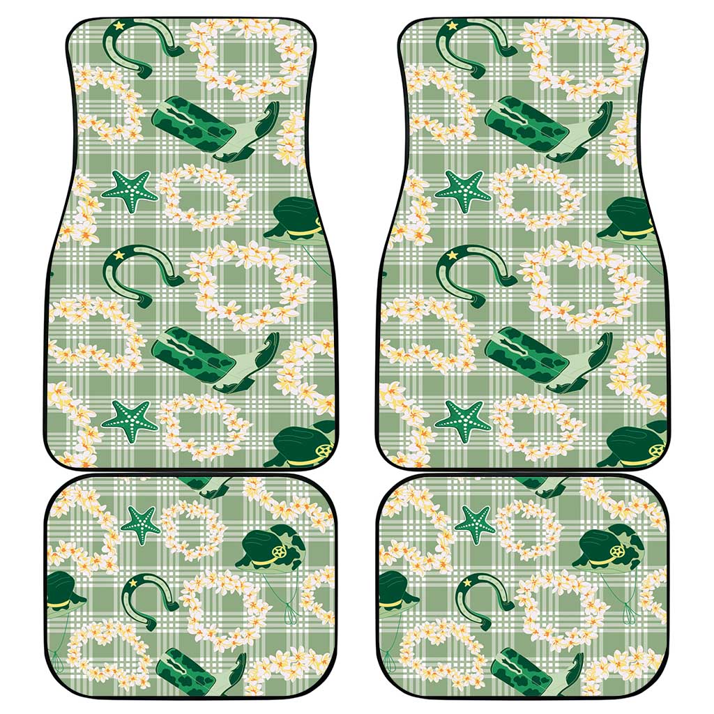 Aloha Hawaii Paniolo Mint Palaka Car Mats Coastal Rodeo - Polynesian Pride