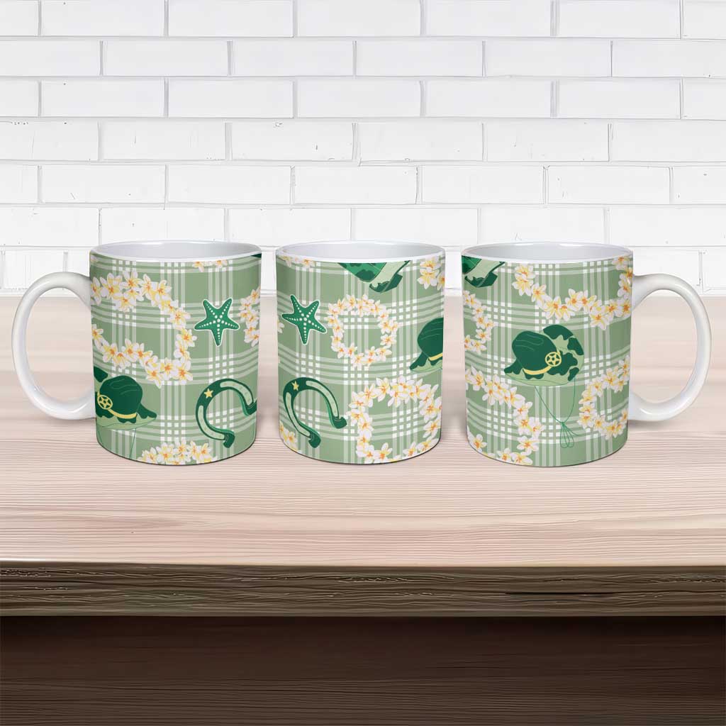 Aloha Hawaii Paniolo Mint Palaka Ceramic Mug Coastal Rodeo - Polynesian Pride