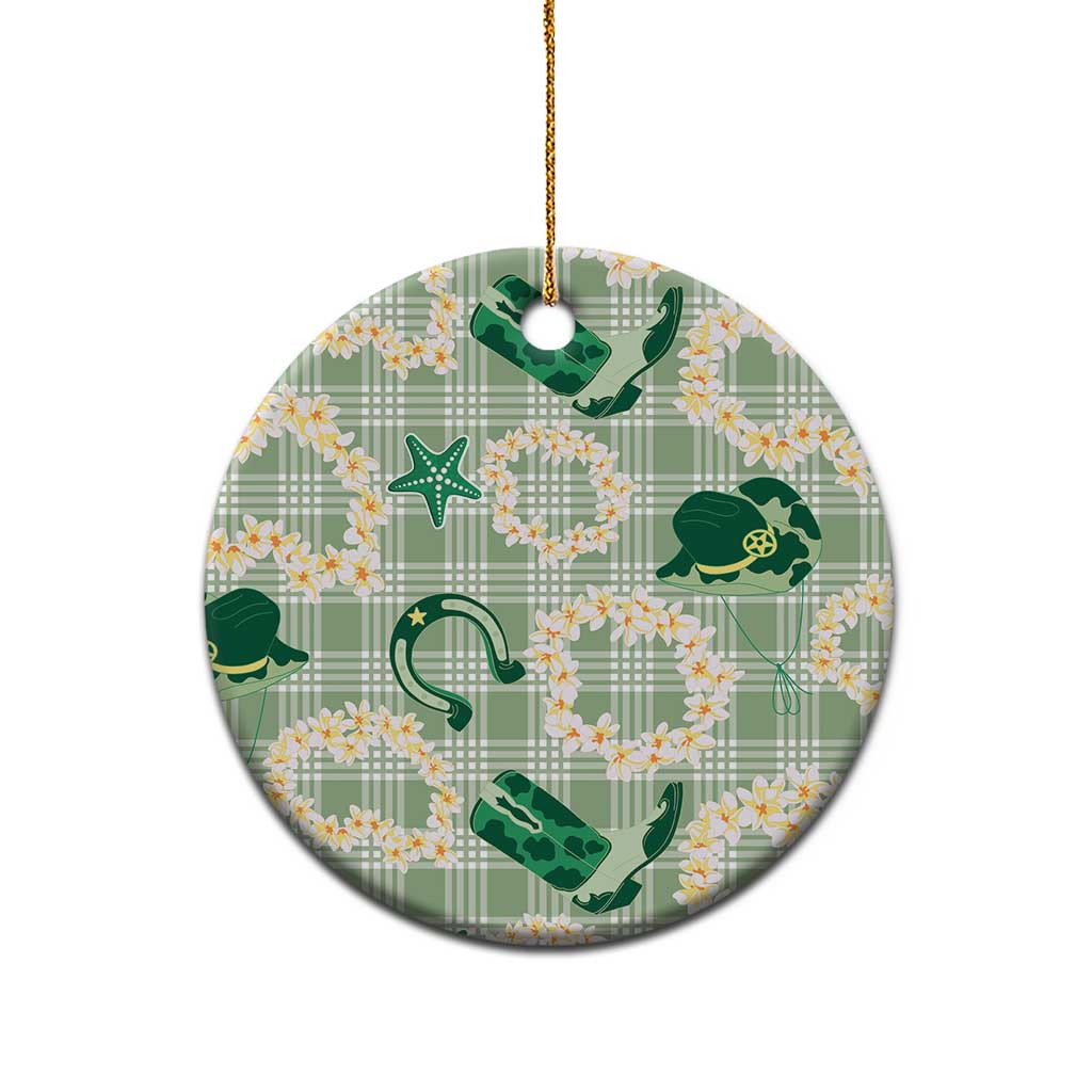 Aloha Hawaii Paniolo Mint Palaka Ceramic Ornament Coastal Rodeo - Polynesian Pride