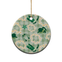 Aloha Hawaii Paniolo Mint Palaka Ceramic Ornament Coastal Rodeo - Polynesian Pride