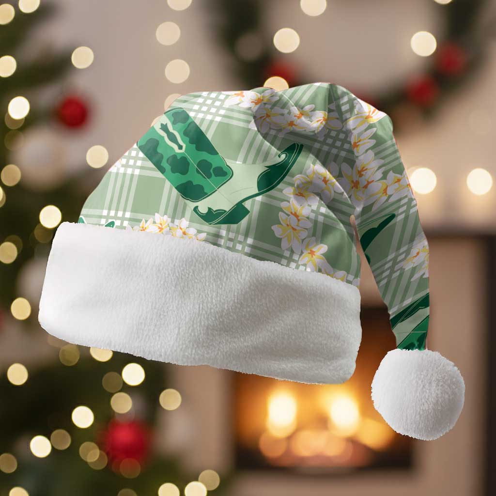 Aloha Hawaii Paniolo Mint Palaka Christmas Santa Hat Coastal Rodeo - Polynesian Pride