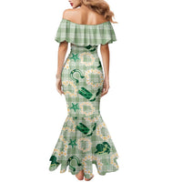 Aloha Hawaii Paniolo Mint Palaka Family Matching Mermaid Dress and Hawaiian Shirt Coastal Rodeo - Polynesian Pride