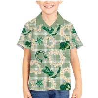 Aloha Hawaii Paniolo Mint Palaka Family Matching Mermaid Dress and Hawaiian Shirt Coastal Rodeo - Polynesian Pride