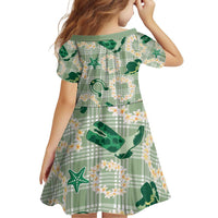 Aloha Hawaii Paniolo Mint Palaka Family Matching Off Shoulder Short Dress and Hawaiian Shirt Coastal Rodeo - Polynesian Pride