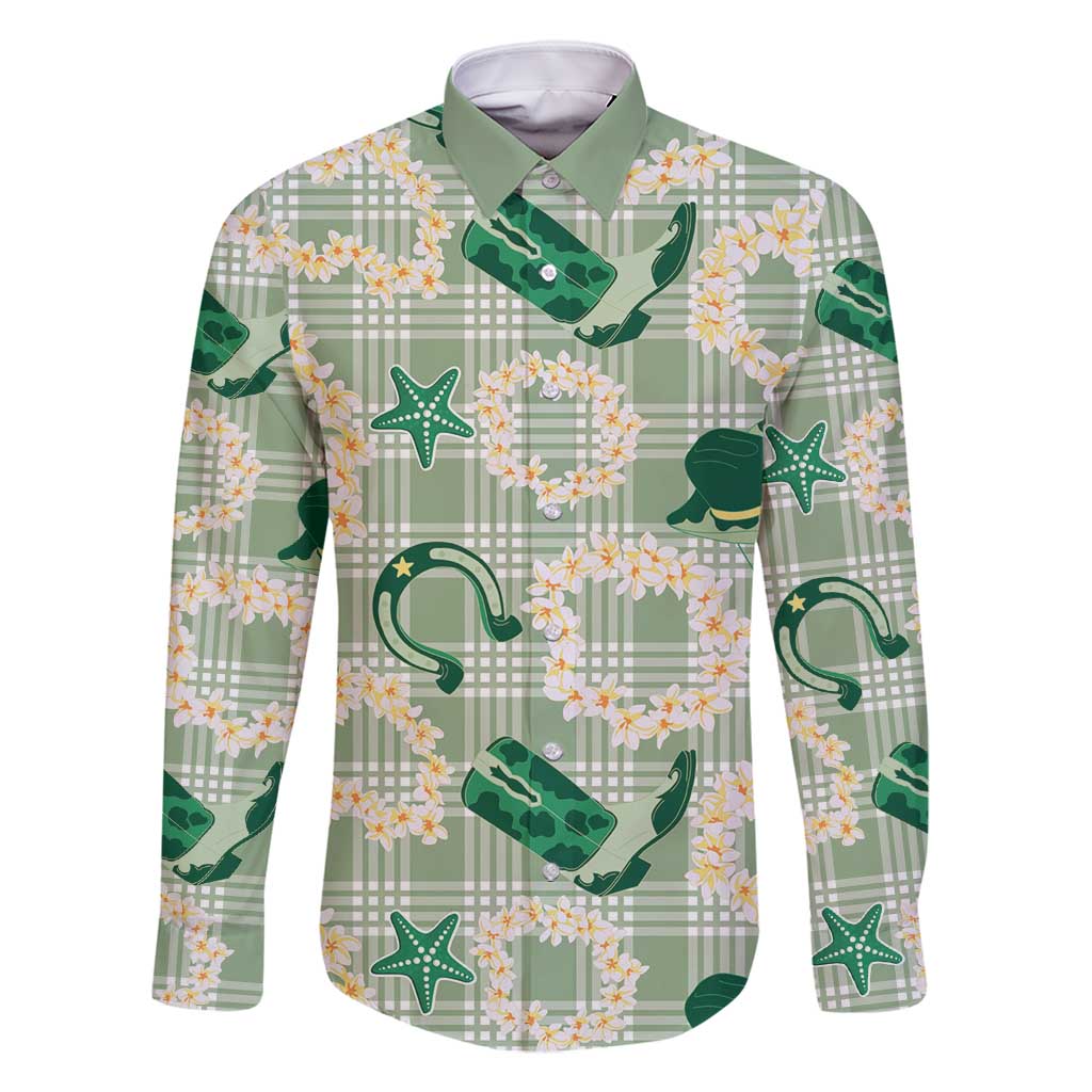 Aloha Hawaii Paniolo Mint Palaka Family Matching Off Shoulder Short Dress and Hawaiian Shirt Coastal Rodeo - Polynesian Pride