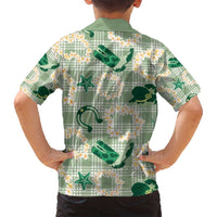Aloha Hawaii Paniolo Mint Palaka Family Matching Puletasi and Hawaiian Shirt Coastal Rodeo - Polynesian Pride