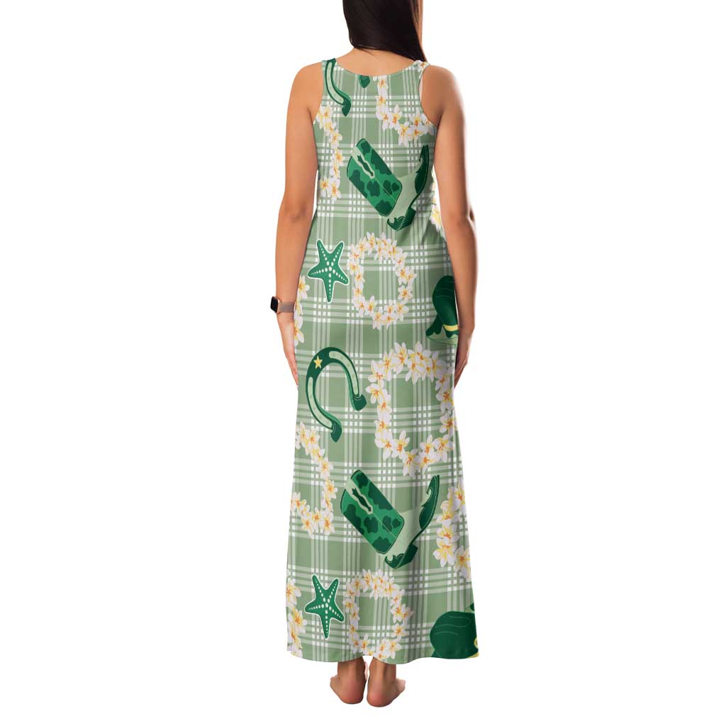 Aloha Hawaii Paniolo Mint Palaka Family Matching Tank Maxi Dress and Hawaiian Shirt Coastal Rodeo - Polynesian Pride