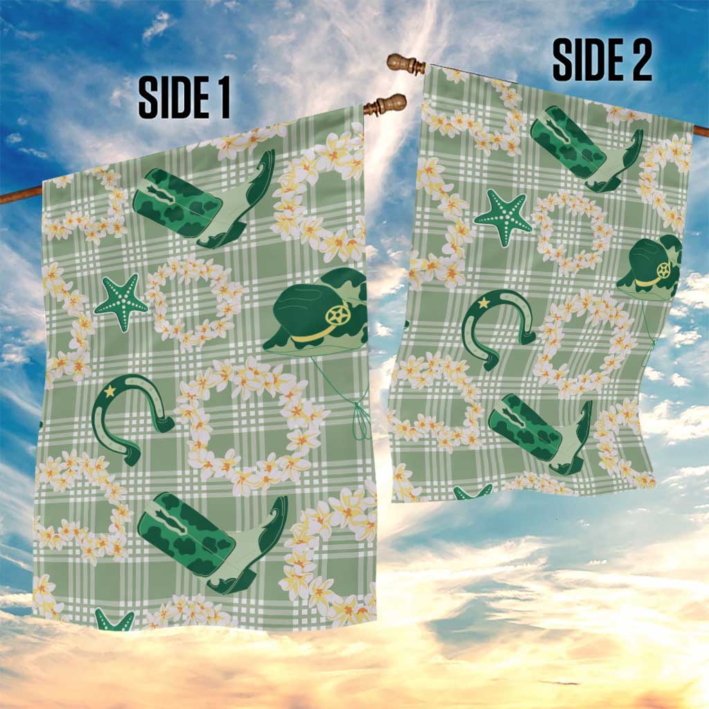 Aloha Hawaii Paniolo Mint Palaka Garden Flag Coastal Rodeo - Polynesian Pride