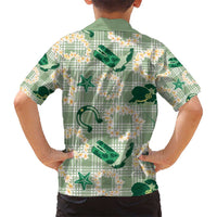 Aloha Hawaii Paniolo Mint Palaka Kid Hawaiian Shirt Coastal Rodeo - Polynesian Pride