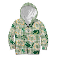 Aloha Hawaii Paniolo Mint Palaka Kid Hoodie Coastal Rodeo - Polynesian Pride
