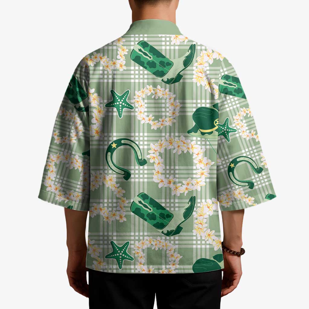 Aloha Hawaii Paniolo Mint Palaka Kimono Coastal Rodeo - Polynesian Pride