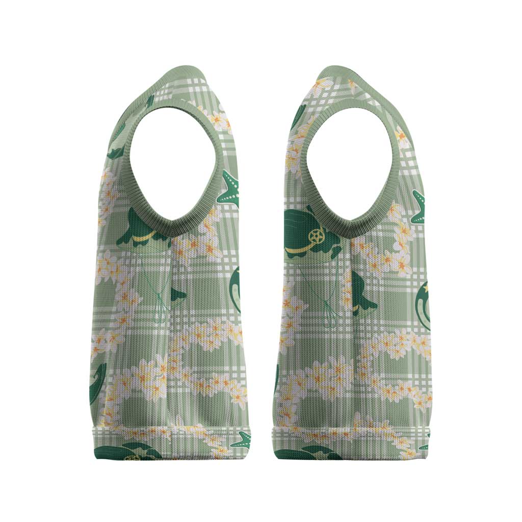 Aloha Hawaii Paniolo Mint Palaka Christmas Knitted V-Neck Vest Coastal Rodeo - Polynesian Pride