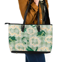 Aloha Hawaii Paniolo Mint Palaka Leather Tote Bag Coastal Rodeo - Polynesian Pride