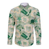 Aloha Hawaii Paniolo Mint Palaka Long Sleeve Button Shirt Coastal Rodeo - Polynesian Pride