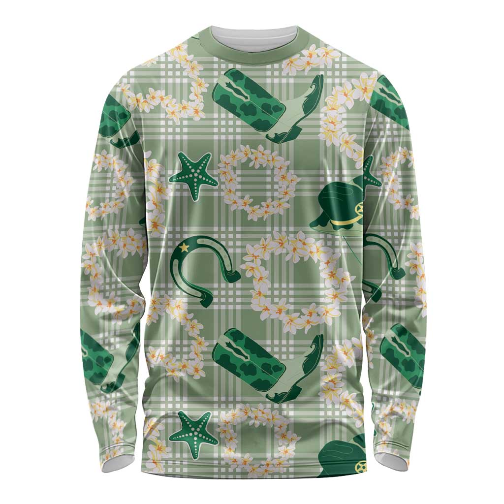 Aloha Hawaii Paniolo Mint Palaka Long Sleeve Shirt Coastal Rodeo - Polynesian Pride