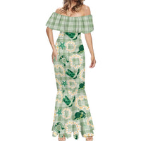 Aloha Hawaii Paniolo Mint Palaka Mermaid Dress Coastal Rodeo - Polynesian Pride