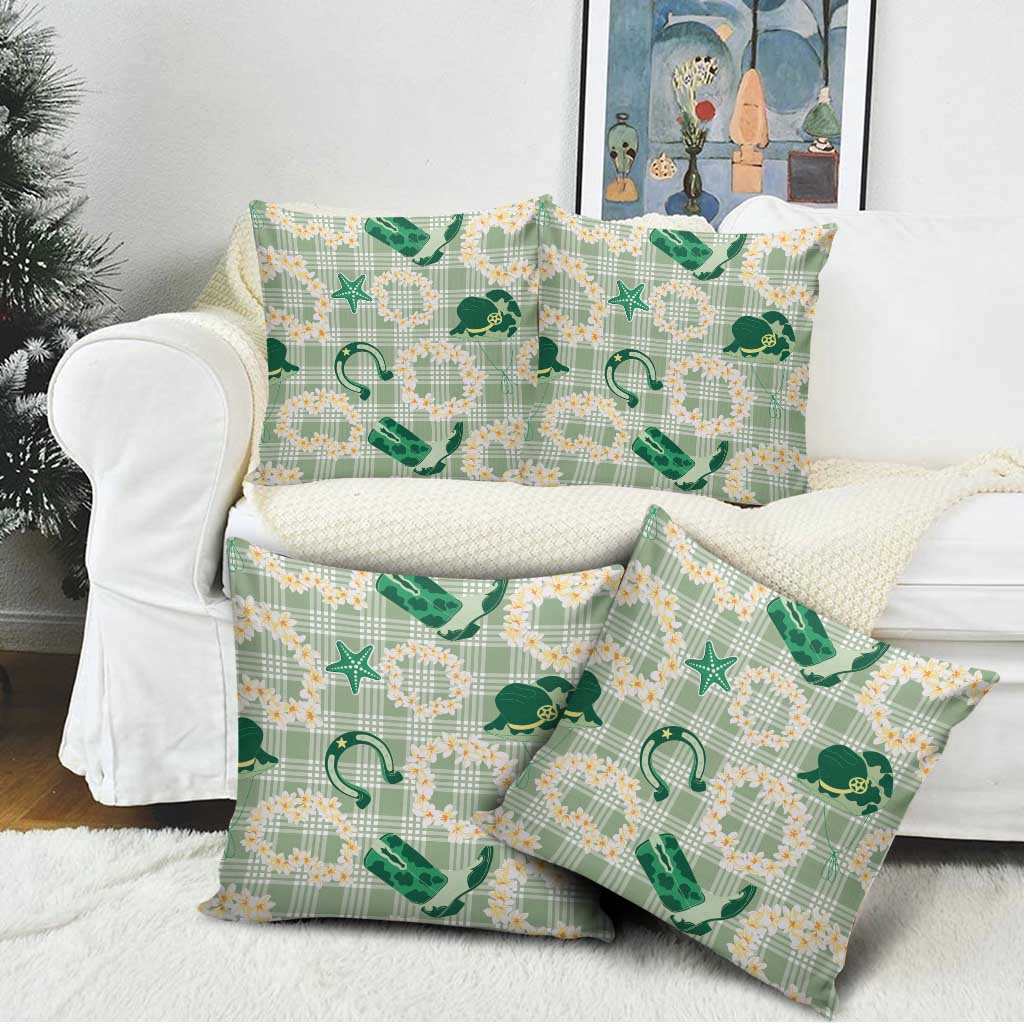 Aloha Hawaii Paniolo Mint Palaka Pillow Cover Coastal Rodeo - Polynesian Pride