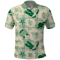 Aloha Hawaii Paniolo Mint Palaka Polo Shirt Coastal Rodeo - Polynesian Pride