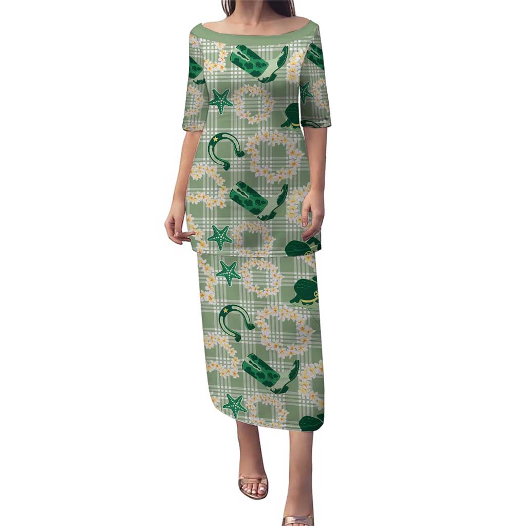 Aloha Hawaii Paniolo Mint Palaka Puletasi Coastal Rodeo - Polynesian Pride