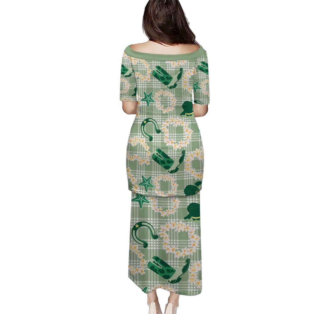 Aloha Hawaii Paniolo Mint Palaka Puletasi Coastal Rodeo - Polynesian Pride