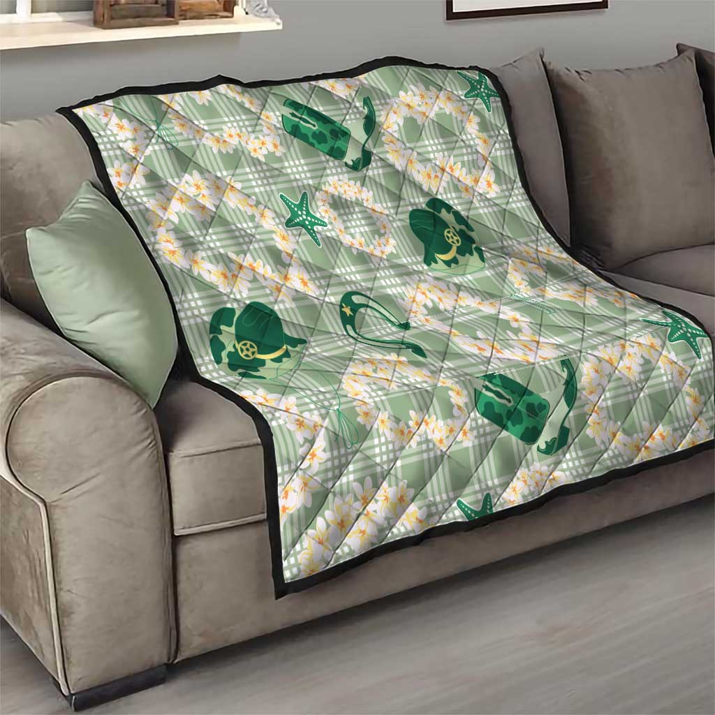 Aloha Hawaii Paniolo Mint Palaka Quilt Coastal Rodeo - Polynesian Pride