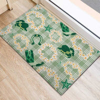 Aloha Hawaii Paniolo Mint Palaka Rubber Doormat Coastal Rodeo - Polynesian Pride