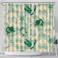 Aloha Hawaii Paniolo Mint Palaka Shower Curtain Coastal Rodeo - Polynesian Pride