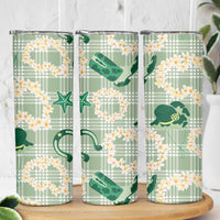 Aloha Hawaii Paniolo Mint Palaka Skinny Tumbler Coastal Rodeo - Polynesian Pride