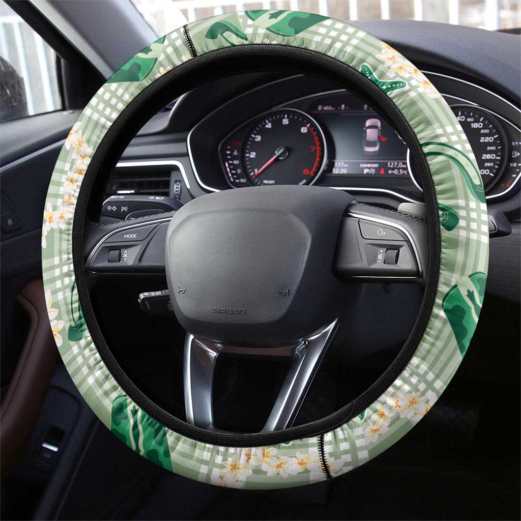 Aloha Hawaii Paniolo Mint Palaka Steering Wheel Cover Coastal Rodeo - Polynesian Pride
