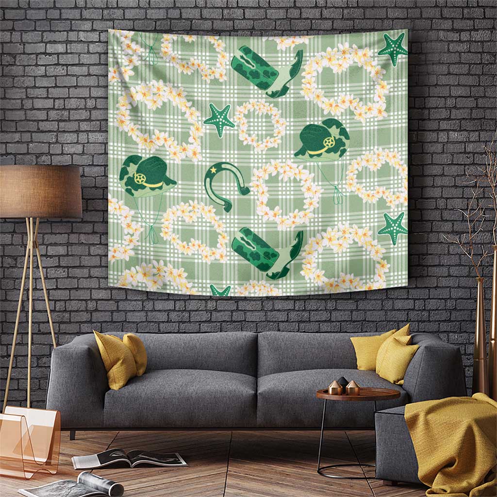 Aloha Hawaii Paniolo Mint Palaka Tapestry Coastal Rodeo - Polynesian Pride