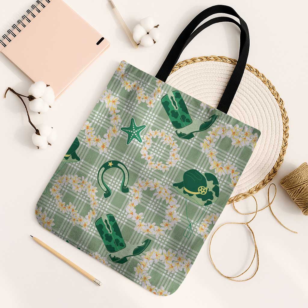 Aloha Hawaii Paniolo Mint Palaka Tote Bag Coastal Rodeo - Polynesian Pride