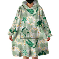 Aloha Hawaii Paniolo Mint Palaka Wearable Blanket Hoodie Coastal Rodeo - Polynesian Pride