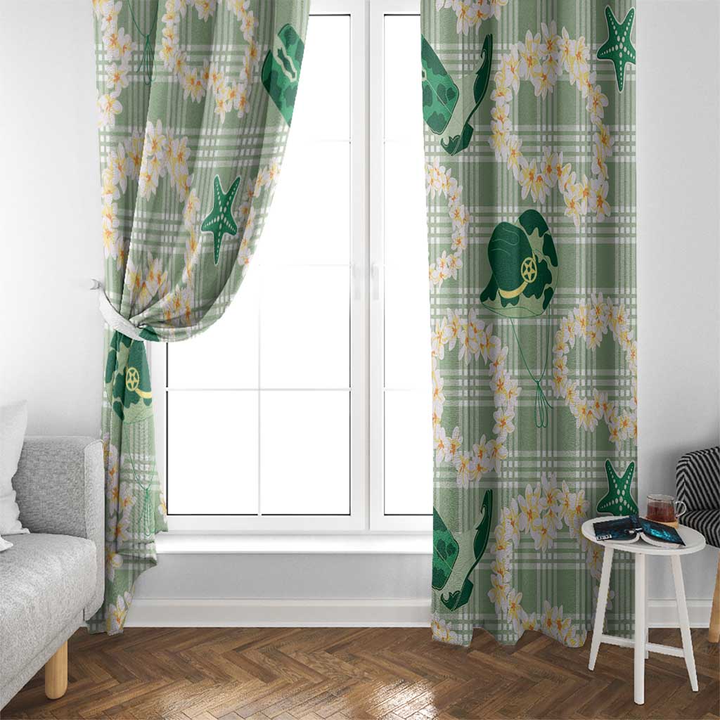 Aloha Hawaii Paniolo Mint Palaka Window Curtain Coastal Rodeo - Polynesian Pride